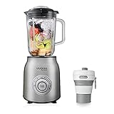 Potente y afilada: motor potente de 800 W con hoja especial de 6 hojas afiladas, que juega un papel eficiente en la mezcla de alimentos como batidos, batidos, jugos, trituración de hielo, salsa, etc.