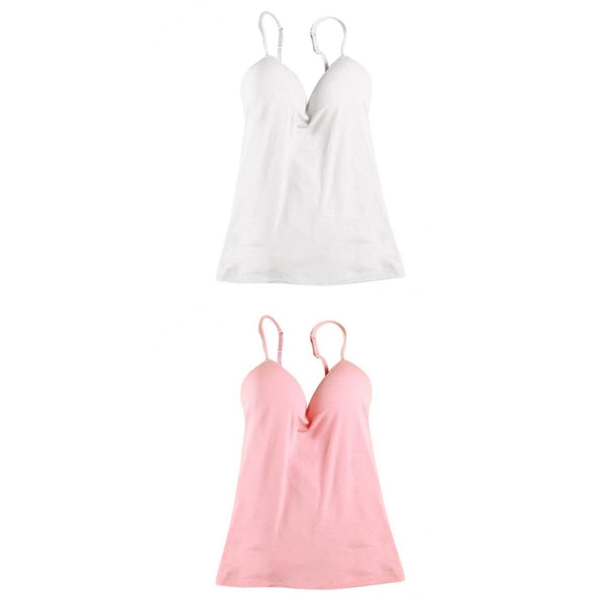 bnf Bnf® Womens Girls Solid Underwear Adjustable Strap Seamless Vest Camisole Pink-picture-26
