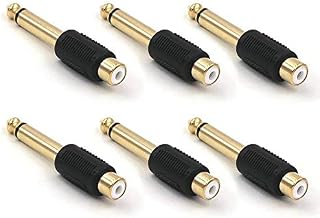 VCE 6 Pack 6.35mm Mono Plug Male to RCA Female Audio Adapter