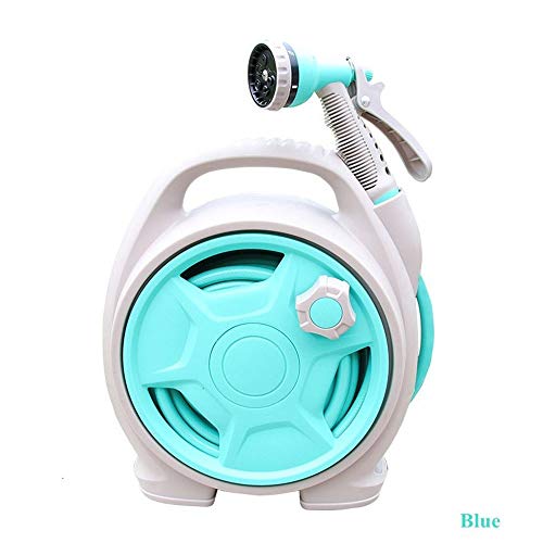 NL Blue Mini Portable Garden Pipe Hose Reel Cart With Water Spray Gun Set Agricultural Home Garden Storage Suit Cart Car Wash Hose Car (Color : Blue)