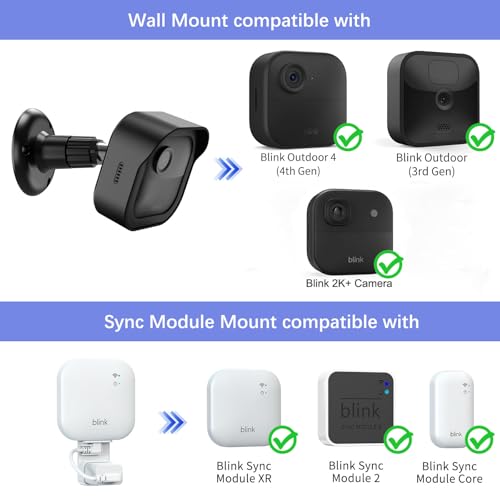 Image of 3 Pack Blink Camera Mount with Blink Sync Module Mount | Weatherproof Housing for Blink Outdoor 2K+ /Outdoor 4 Camera, 360 Degree Adjustable Mounting, Black
