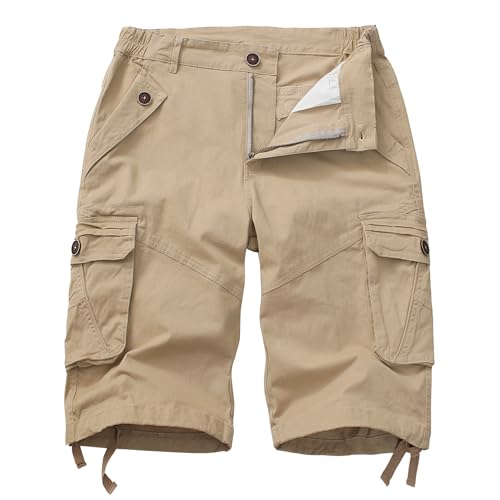 GSGGIG Women's 10 Inch Hiking Shorts, Bermuda Cargo Shorts K234 Khaki 14