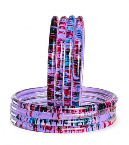 Image of NMII Premium Glass Bangle Set for Women | Multicolor Designer Kangan | Fancy Kanch ki Chudiya | 3D Transparent Chudi Set | Wedding & Festive Occasions Bangles