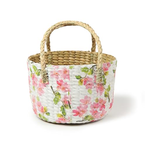 Image of Habere India-All the Cultures Fabricating India Handmade Gift Hamper Baskets | Cane Round Hamper | Fruit Baskets | Bamboo Organiser Basket | Jute Round Storage Basket - Multi (Design13 - D21xH29 cm)