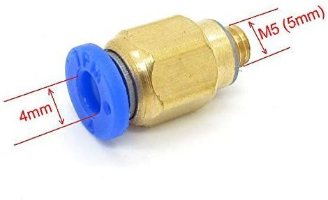 Pxyelec 4 mm to M5 Pneumatic Connectors Male Straight Quick Fitting One-Touch Ftting PC4-M5 (10 pcs), Blue, Klein - Image 5