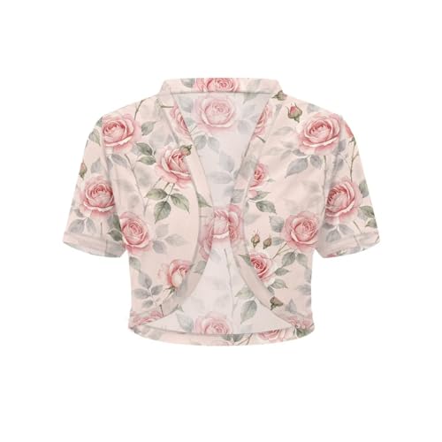 Image of Womens Short Sleeve Cardigans Lightweight Summer Cardigan Trendy Bolero Shrug Cute Floral Cardigan Sheer Bolero