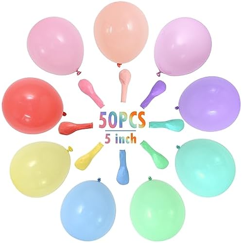 BEISHIDA 50Pack 5 Inch Pastel Balloons Thick Mixed Color Balloon, MultiColored Macaron Mixed Color Latex Balloons for Birthday Wedding Reception Engaged Baby Bridal Gift Party Decorations