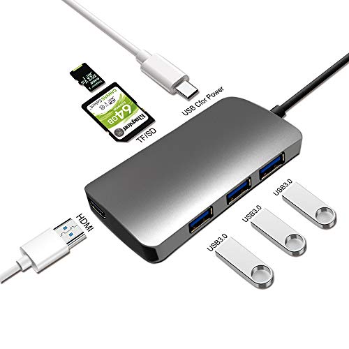 Hub USB C 7 en 1 avec HDMI 4K et lecteur carte pour MacBook