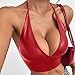 Women's Patent Leather Halter Top Backless Bustier Top Sexy Going Out Crop Tank Halter Neck Fashion Party Clubwear Red Large