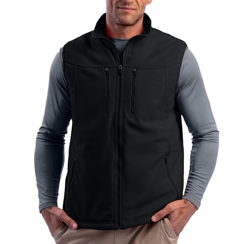 SCOTTeVEST Fireside Fleece Vest for Men - 15 Hidden Pockets - Warm Wrinkle Resistant for Travel & More, Black, 3XL