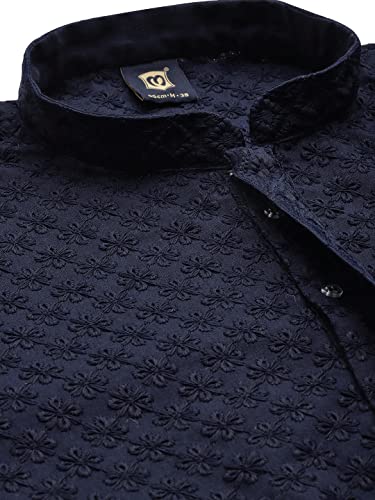 Image of Manyavar Men's Cotton Blend Chikankari Kurta Set (2pcs)