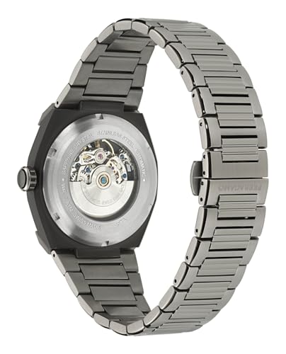 Ferragamo Ferragamo Supreme Skeleton Collection Luxury Mens Watch Timepieces with a Grey Bracelet Featuring a Gun Case and a Black Dial3