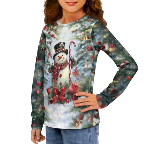 Image of Girls Long Sleeve Shirts Casual Crewneck Soft T-shirts for Girls 3-16 Years Old