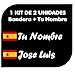Pegatina Vinilo Bandera España + tu Nombre - Bici, Casco, Pala De Padel, Monopatin, Coche, Moto, etc. Kit de Dos Vinilos (Fuentes 1)