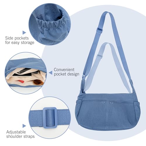 Image of Canvas Crossbody Bag for Women, Shoulder Bag with Pockets, Casual Travel Messenger Bag