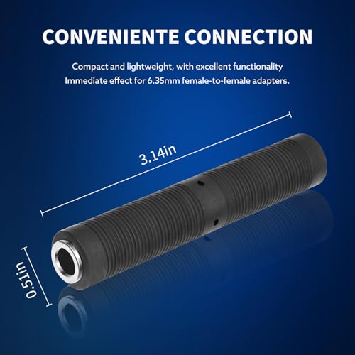 Devinal 1/4 Inch TRS/TS Female to Female Coupler, 6.35mm Jack Stereo Adapter Joiner, Gender Changer Connectors - 4 Pack