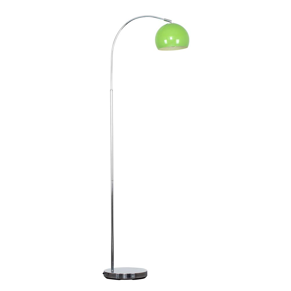 Valuelights Designer Style Chrome Stem Floor Lamp With Green Arco Style Metal Dome Light Shade With Led Gls Bulb In Warm White from B&Q