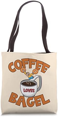 Cute Coffee Mom Loves Bagel Quote For Women And Bagel Lover Tote Bag
