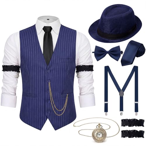 YESSA 1920s Mens Costume,1920 Mens Outfit,Roaring 20s Costumes for Men,1920s