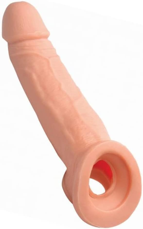 New Big Soft Real Male Super Silicone Sleeve Extension Sheath Extender for Men Male Enhancement Extension Sleeve (Flesh 8.7)