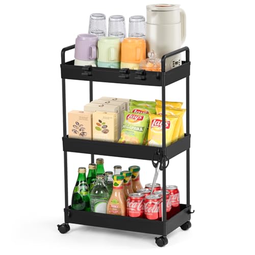 FoiiLiio Chariot de Rangement à 3 Niveaux,Chariot de Cuisine pour Salle de Bain,Desserte sur...