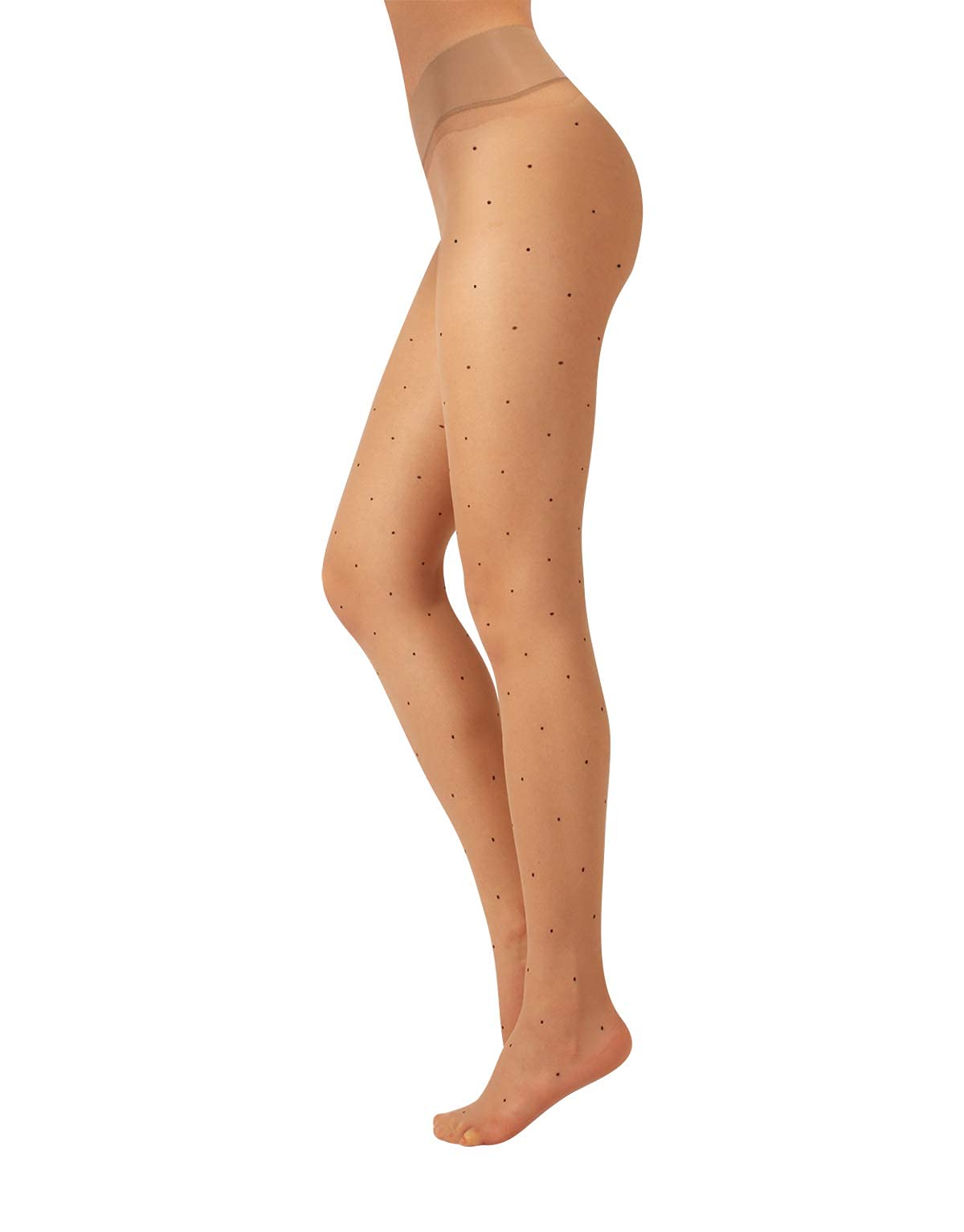 Calzitaly Women's Skin Pois Seamless Sheer Tights Plain Or With Polka Dots | Black, Skin, Blue | S, M/L, L/Xl | 15 Den | Made In Italy (S, )