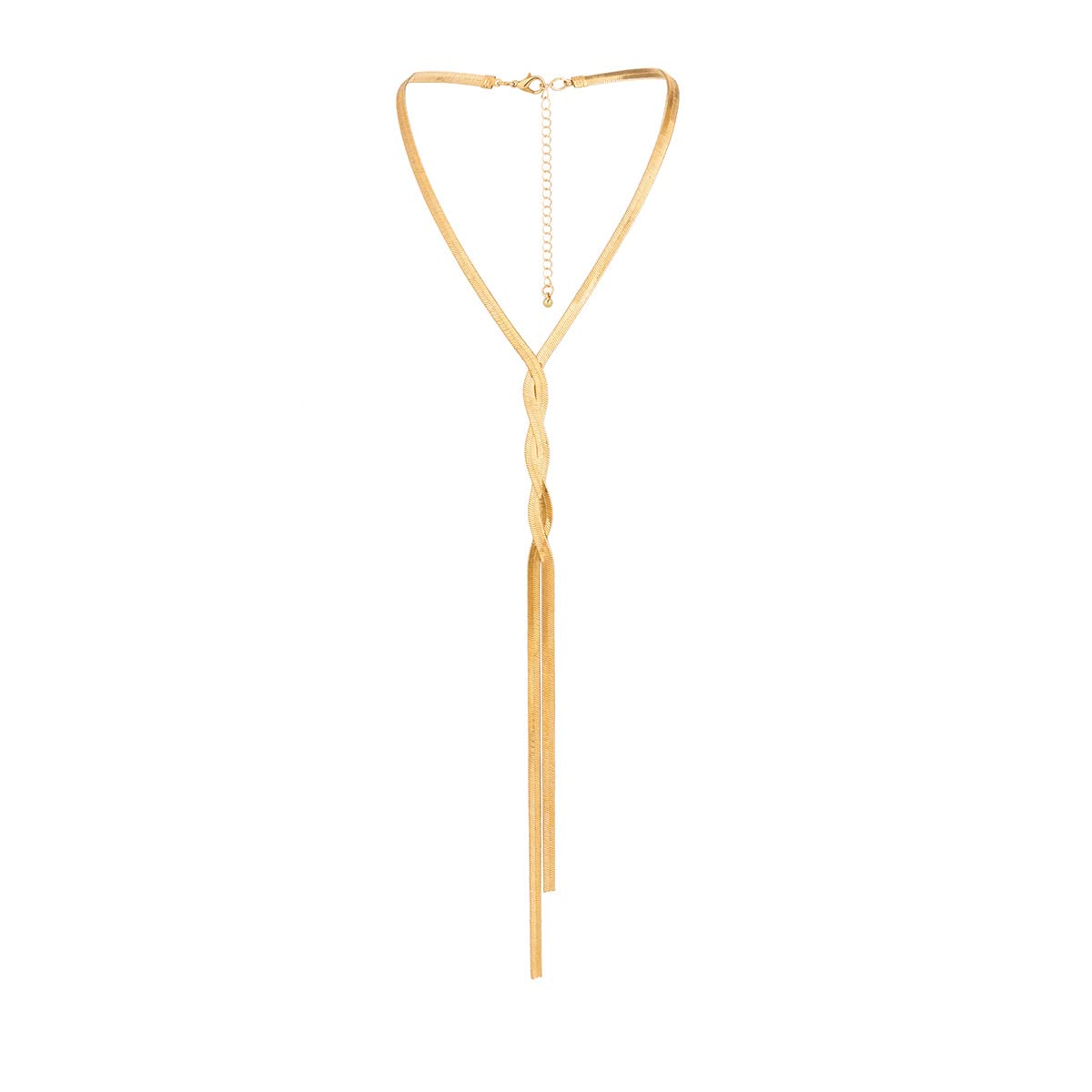 RicjurzztyLong Necklaces for Women Trendy Twisted Snake Chain Necklace Gold Statement Necklace Lariat Y Herringbone Necklace
