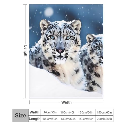 Couverture léopard des neiges yeux bleus, jeté de lit décoratif chaud