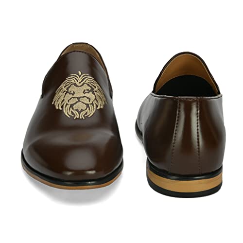 Image of San Frissco Men's Mid-Top Styling Loafer Lightweight Woven Moccasins Formal, Casual Driving Shoes for Men /Synthetic Leather /Cushioned Footbed Designed for All Seasons - Brown