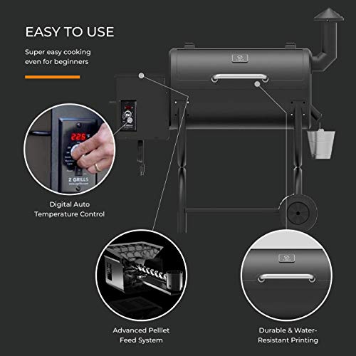 Z GRILLS ZPG-550B 2020 Upgrade Wood Pellet Grill & Smoker 8 in 1 BBQ Grill Auto Temperature Control, Cooking Area, 550 sq in Black - Thumbnail 6