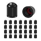 30PCS Tire Valve Caps, Plastic Dust Proof Air Caps Cover for Car Tyre, Airtight Seal Stem Covers with O Rubber Ring, Auto Accessories Universal for Trucks, Motorcycles, Bicycles, SUV (Black)