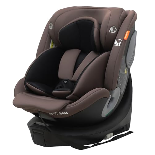 ＧＵ ＭＯＤＥ チャイルドシート ジュニアシート 新生児～12歳頃（身長40-150cm）（0-36kg）360° 回転式 ISOFIX対応 R129適合 サポートレッグ付き ロングユース 取付簡単 5年保証 ブラック×ブラウン 【3Dメッシュ/シェード無し】の商品画像（Amazon）