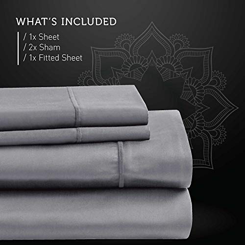 1000 Thread Count Luxury Cotton Bed Sheets | 4 Piece Queen Bed Sheets Cotton Set - Fitted, Flat Sheet & Pillowcases | Deep Pocket Stretches Up to 20 Inch to Easily Cover Large Mattress - Grey