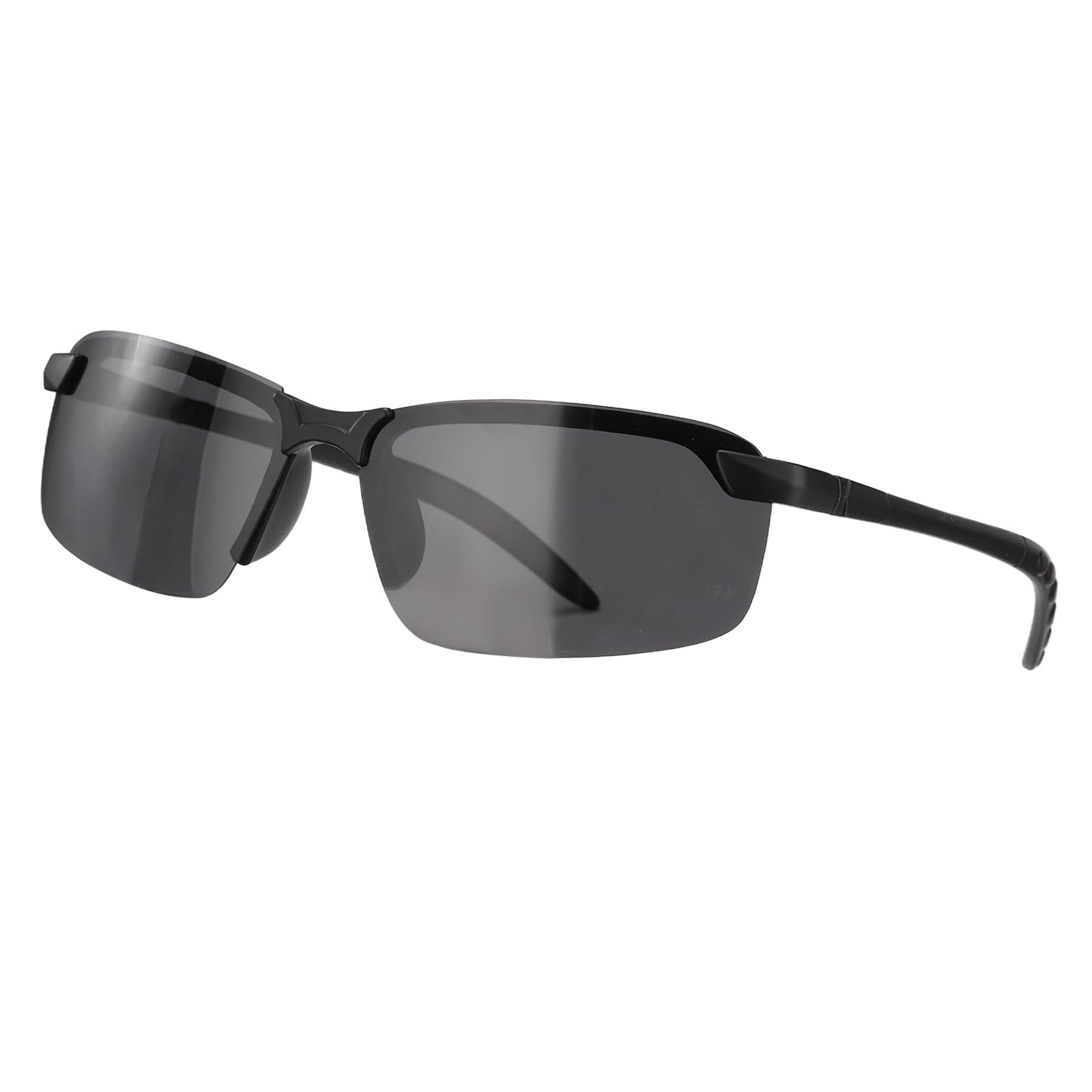 sourcing map Polarized Sports Sunglasses for Men Womens, UV400 Protection 16g Lightweight Cycling Sunglasses for Running Skiing Fishing Goggles, Black/Gray