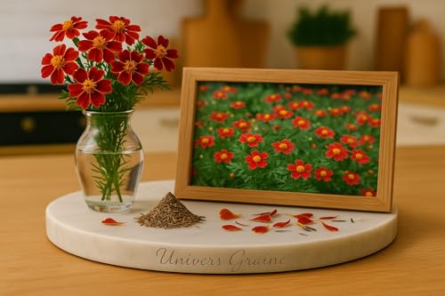 150 Graines Oeillet D'Inde Nain RED GEM - Tagetes tenuifolia ‘Signet Marigold Red Gem - Fleur Jardin - 412