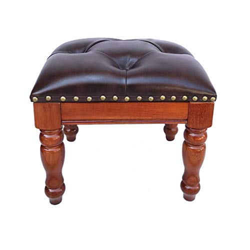 Repose-pieds ottoman en cuir et bois pour salon - 4