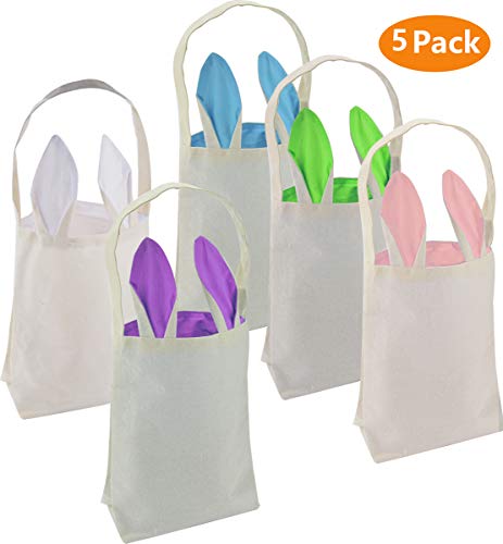 PIXHOTUL Sacs de Lapin de Pâques, Paniers de Lapin de Pâques Sacs fourre-Tout en Tissu de Jute pour Les Enfants Chasse aux ufs, Bonbons et Cadeaux Seau de Transport à la fête de Pâques