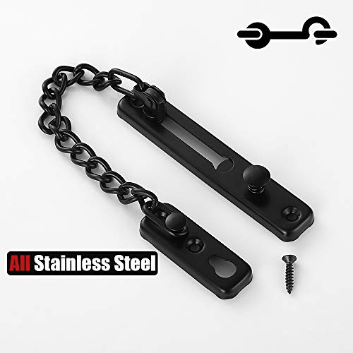 Jqk Door Chain Lock Black, Stainless Steel Door Guard With Spring Anti-Theft Press Lock, Matte Black, Hdc100-Pb #TOP3