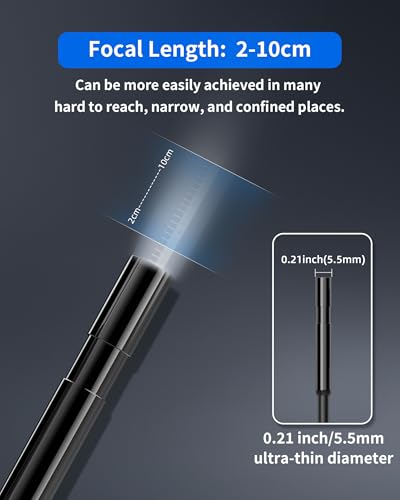 image for T TAKMLY Borescope Camera with Light,16.4FT Semi-Rigid Cable,8 Adjusta