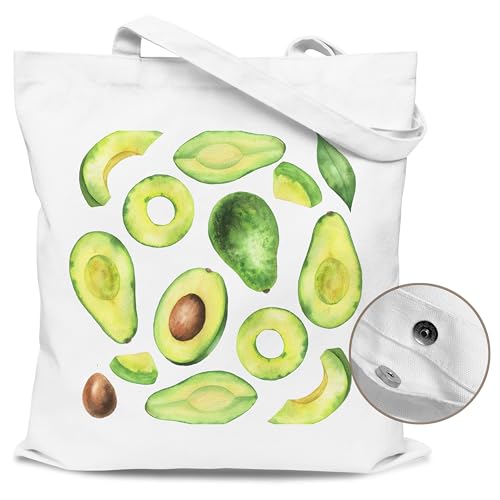 EJGFS Avocado Tote Bag with Magnetic Buckle for Girls Women Canvas Tote Bag with Avocado Pattern-Fruit Themed Seasonal Gifts for Birthday Mothers Day Christmas.(039)