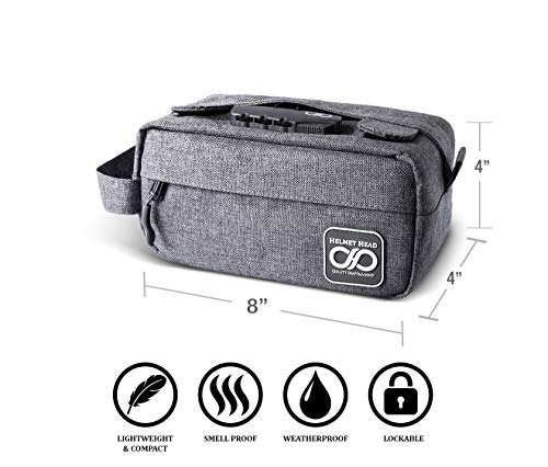 HELMET HEAD Smell Proof Bag, Travel Bag with Combination Lock and Grinder Card, Water Repellent Compact Smell Proof Stash Box For Your Herbs and Smell Proof Containers (New Gray) - Image 3