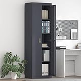 Homgoday Moderne Metallschrank Anthrazit - Kaltgewalzter Stahl, abschlie?Bare Türen, für Büro & Home-Office Schr?nke, Unterschr?nke Model3406204