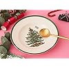 Spode Christmas Tree 9 Soup Plate (Set of 4) Stoneware Bowls with Festive Tree Design & Green Rim, Ideal for Serving Soup, Pasta, Salad Microwave & Dishwasher Safe Holiday Dinnerware