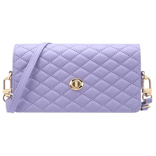 Mini Funda De Teléfono Cruzada para Samsung Galaxy Z Fold Series, Diseño Acolchado con Hardware Dorado, Correa Ajustable, Elegante Y Práctico Monedero Diario (Morado)