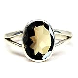 bague quartz fumé diamant Fait à la main : bague avec pierre précieuse naturelle véritable, fabriquée à la main. Bijouterie indienne. Excellente bague astrologique et de guérison de chakra.