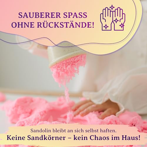 Sandolin Kinetischer Sand - Zaubersand mit natürlichem Bienenwachs, 1kg (Rosa)