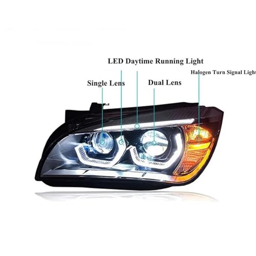 Phare LED pour BMW X1 E84 2010-2015 feu avant DRL Angel Eyes halogène