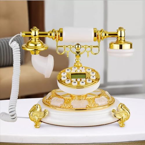 Teléfono vintage de disco estilo antiguo dorado miniatura 7