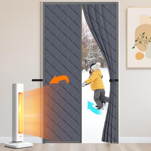 SereneCloud Magnetic Thermal Insulated Curtain, Curtain Size 38''x84''(Fits 36''x82'' Door), Oxford Fiber Fill Insulation, Blanket for Front, Patio, Kitchen Entryways, Home Winterizing Products, Grey by SereneCloud - Used condition - US$21.28