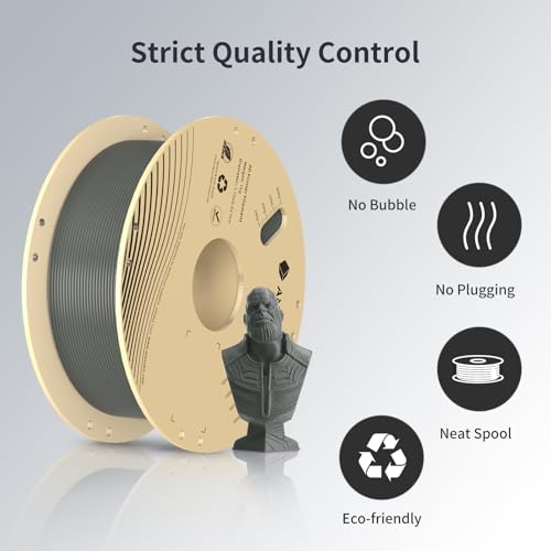 Image of ANYCUBIC 3D Printer Filament PLA 1.75mm, FDM Printer Filament 1kg Spool (2.2 lbs), Dimensional Accuracy + /- 0.02 mm (1kg, Texture Grey)